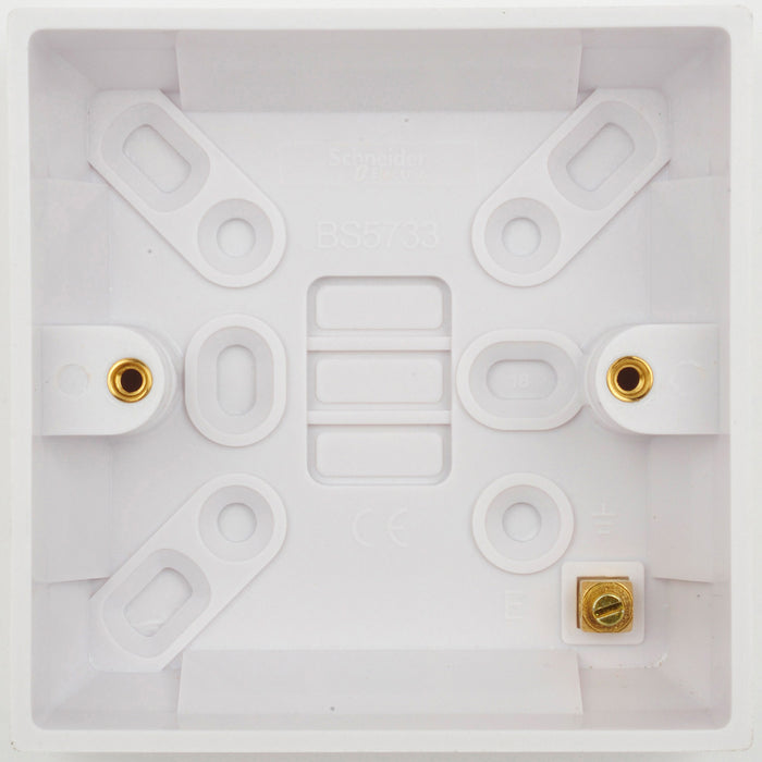 Schneider Electric GPAT1G25 Exclusive 1-Gang Square Edge Moulded Pattress Box 87 x 87 x 25mm White