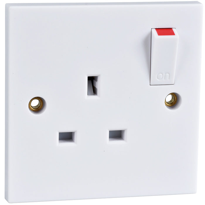 Schneider GSKTSW1G Exclusive 1-Gang Square Edge Switched Socket 13A White