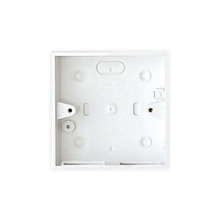 MK Electric ESU2512WHI Box Switch & Socket 2 Entries 1 Gang 25mm White PVC-U Square Cor