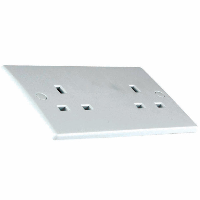 Newlec NLSL8300/2US Socket Outlet Unswitched Slimline Curved Edge 2 Gang 13A White