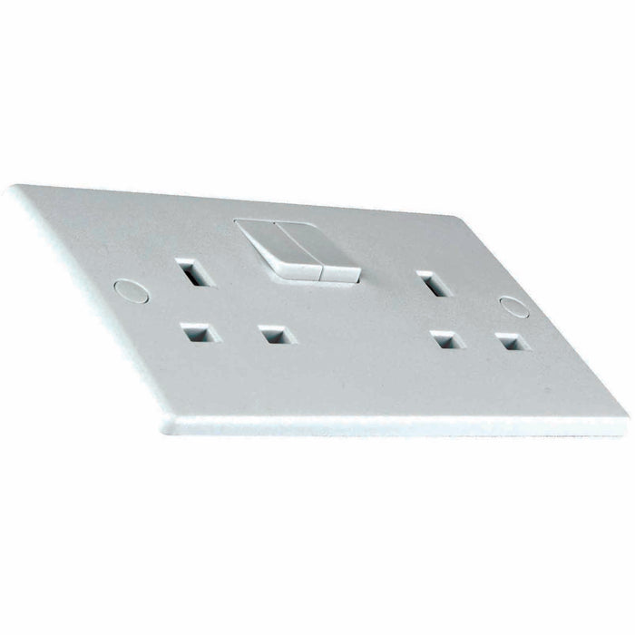 Newlec NLSL8300/2DP Socket Outlet Switched Slimline Curved Edge Double Pole 2 Gang 13A White
