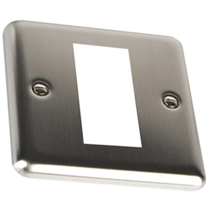 Newlec NLBS8981/1MF Modular Data Plate Decorative 1 Gang 1 Module Brushed Steel