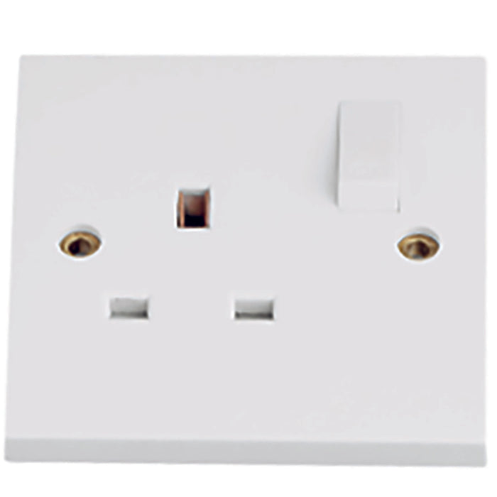 Newlec NL8300/1DP Socket Outlet Switched Square Edge Double Pole 1 Gang 13A White