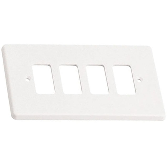 Newlec NL8804WHI Grid Switch Cover Plate Slimline Curved Edge 2 Gang 4 Module White