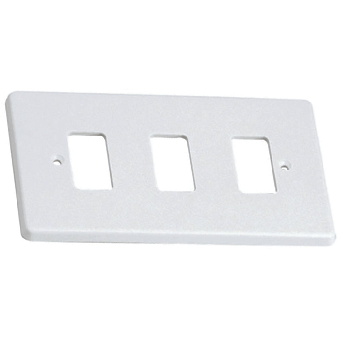 Newlec NL8803WHI Gridswitch Cover Plate Slimline Curved Edge 2 Gang 3 Module White