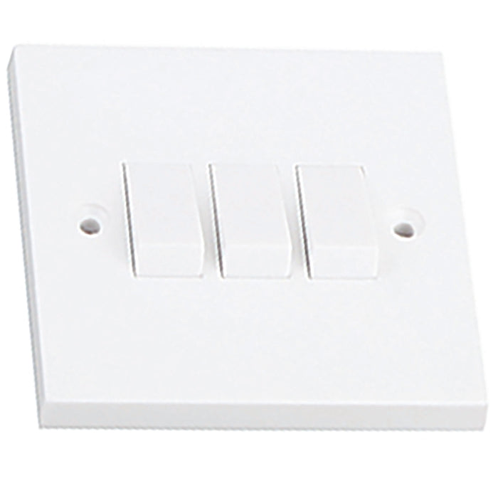 Newlec NL8310/32 Switch Plate Square Edge 3 Gang 2 Way 6A White