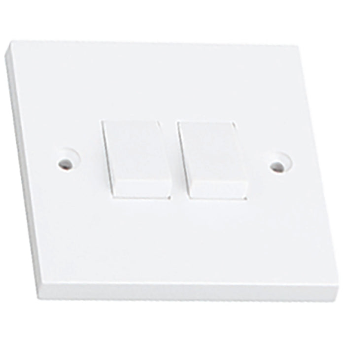 Newlec NL8310/22 Switch Plate Square Edge 2 Gang 2 Way 6A White