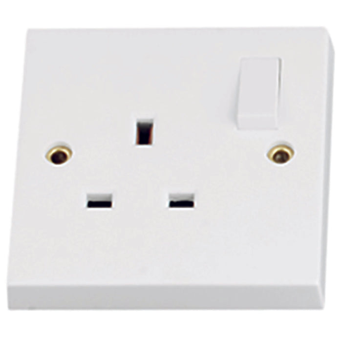 Newlec NL8300/1 Socket Outlet Switched Square Edge Single Pole 1 Gang 13A White