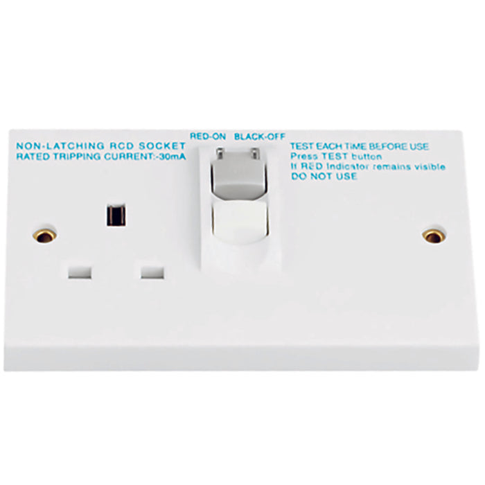 Newlec NL8300/1RCD Socket Unswitched RCD Non-Latching Square Edge 1 Gang 13A White