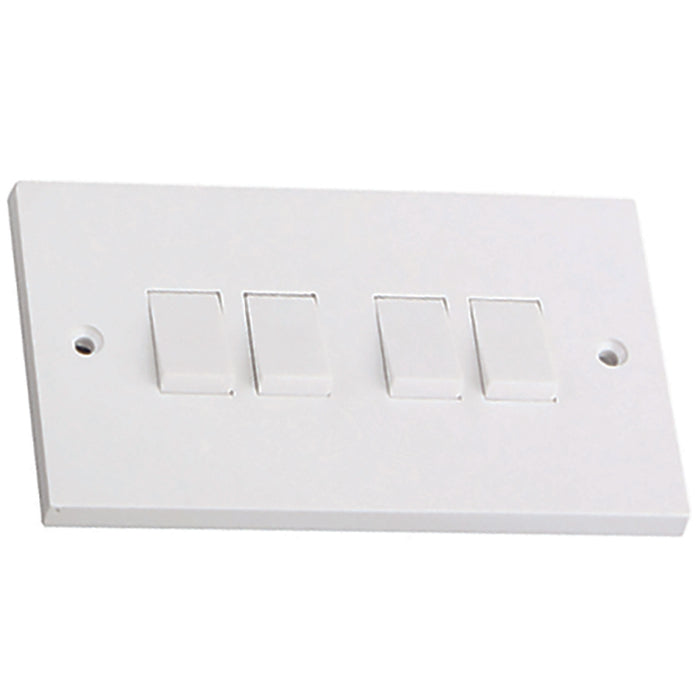 Newlec NL8310/42 Switch Plate Square Edge 4 Gang 2 Way 6A White