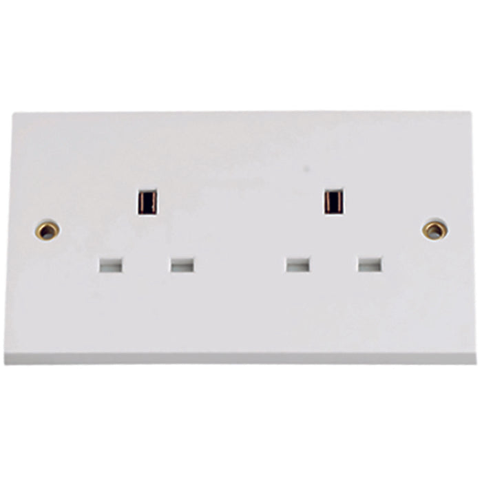 Newlec NL8300/2US Socket Outlet Unswitched Square Edge 2 Gang 13A White