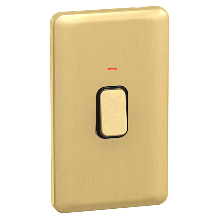 Schneider GGBL4021BSBS Lisse 2-Gang 2-Pole 50A Control Switch with LED Indicator Satin Brass / Black