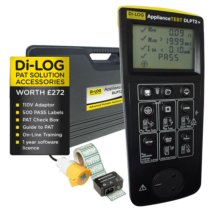 Di-Log DLPT2 Tester Pat Advanced Manual 260 x 100 x 55mm Lead Socket + RCD Test