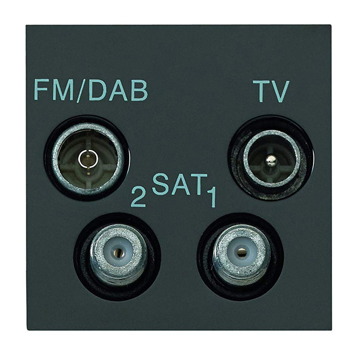 MK Electric K5854DABBLK Socket 2 Module Tv/Fm/Dab/Satx2 Black Quadplexer