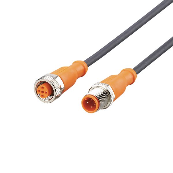 IFM EVC011 250VAC/300VDC Straight-Straight Patchcord M12 PUR 0.6m Nickel-Plated Orange