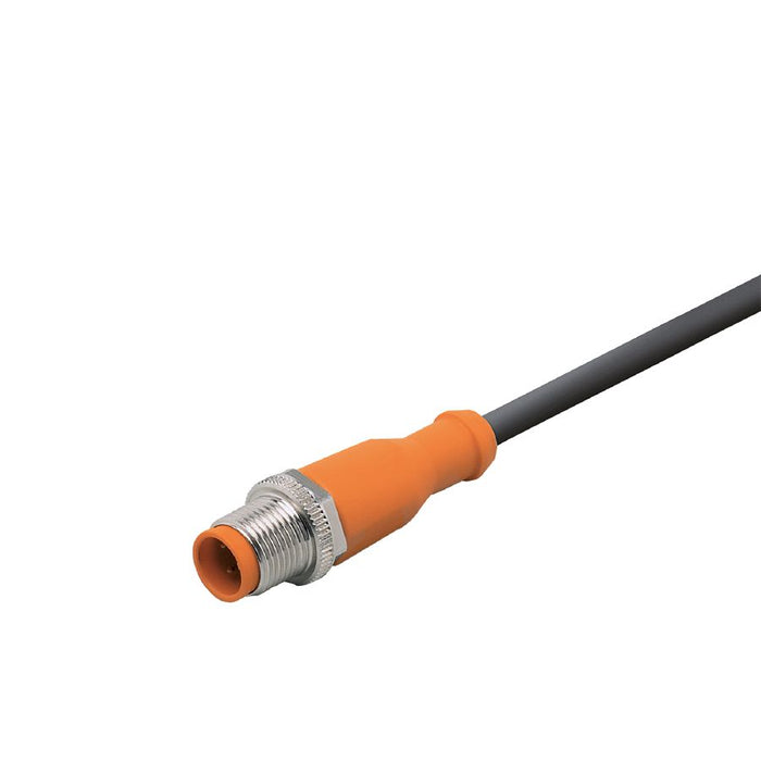 IFM EVC076 250VAC/300VDC Straight Connector M12 PUR 2m Nickel-Plated Orange