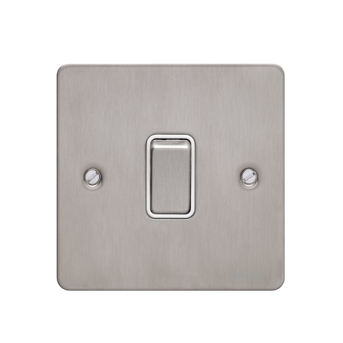 Schneider GU1214WSS Plate Switch 1 Gang Intermediate 16AX Stainless Steel White Insert