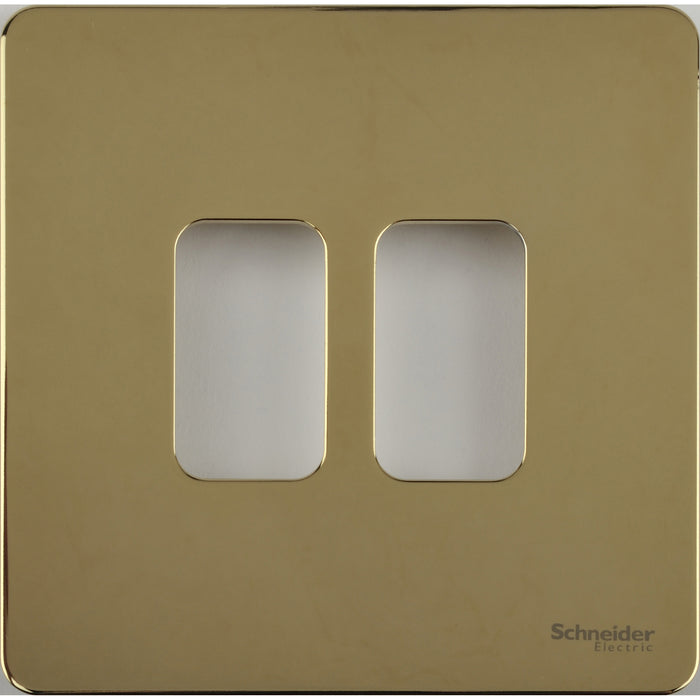 Schneider GUGS02GPB Ultimate, Screwless Plate Grid System 2 Gang Polished Brass