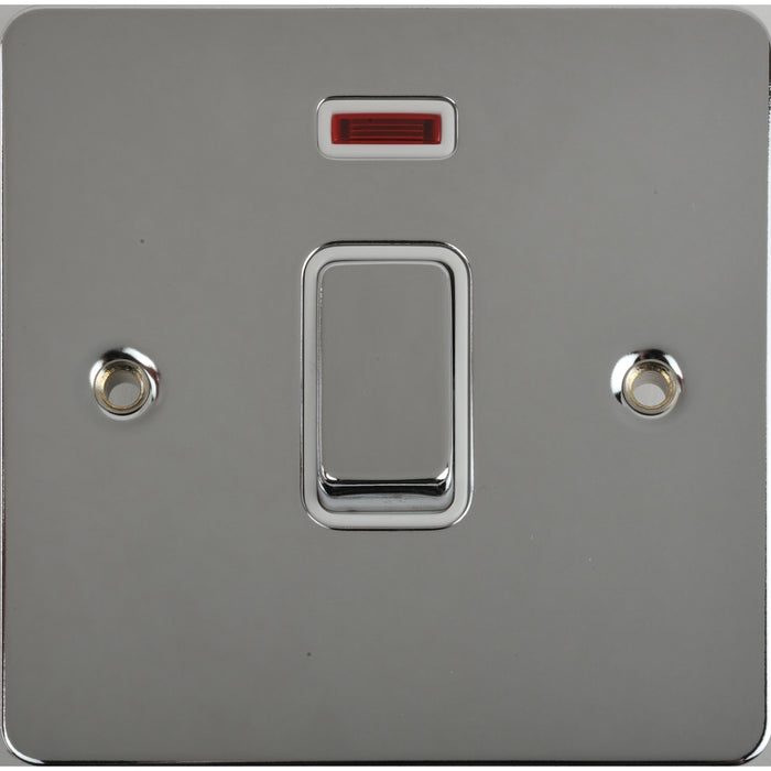 Schneider GU4231WPC Ultimate Flat Plate 32A 2 Pole Switch 1 Gang Polished Chrome/ White Insert