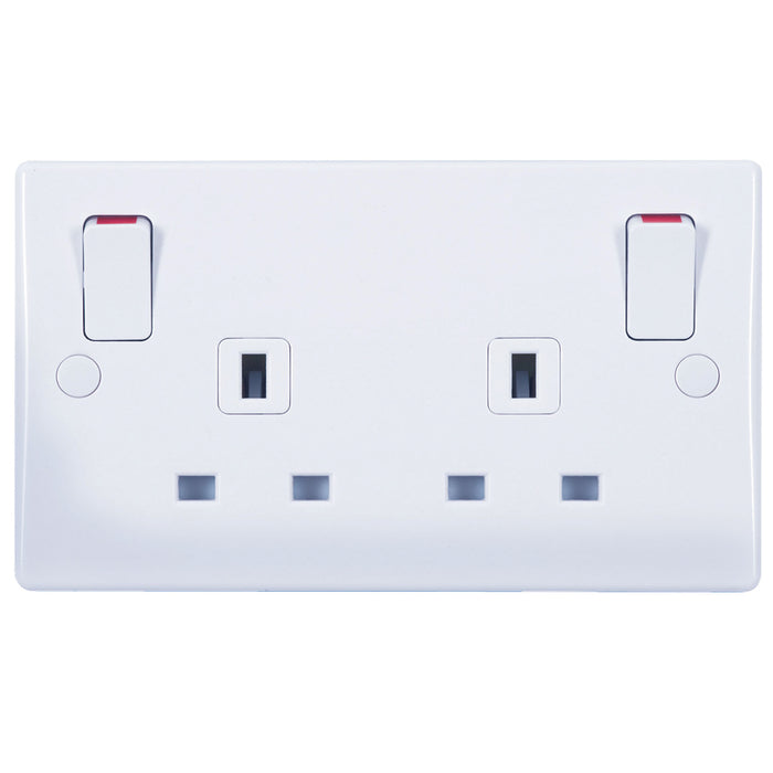 Schneider GU3030 Socket 2 Gang Double Pole Switched Moulded 13A White