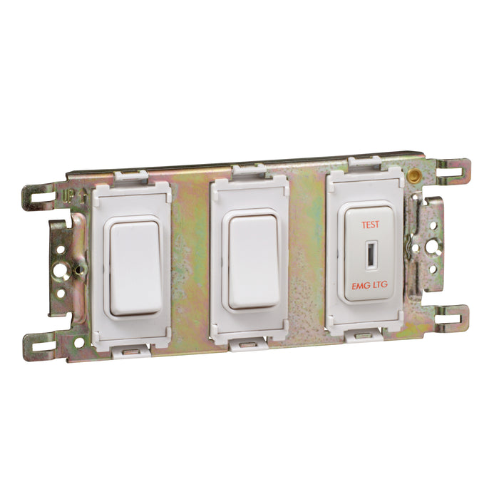 Schneider GUG20DPKELWPW Grid Switch Double Pole Module Key 20AX White Marked Emergency Lighting Test