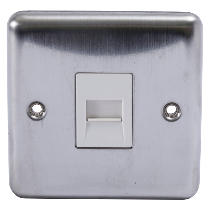 Newlec NLBS8975/MAS Telephone Secondary Socket Decorative 1 Gang Brushed Steel