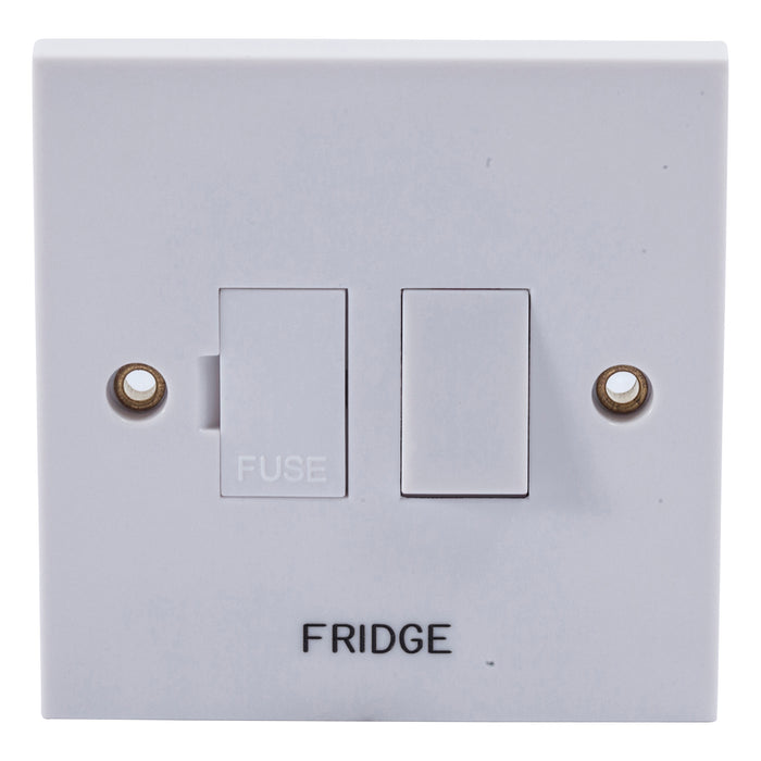 Newlec NL8313S/FR Connection Unit Fused Switched Engraved 'Fridge' Square Edge 13A White