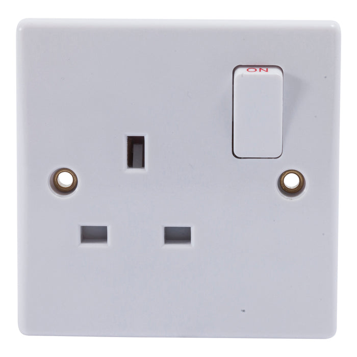 Newlec NLSL8300/1DP Socket Outlet Switched Slimline Curved Edge Double Pole 1 Gang 13A White
