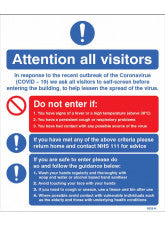 Industrial Signs 25029H Sign Coronavirus Visitors Notice 300x250mm Self Adhesive