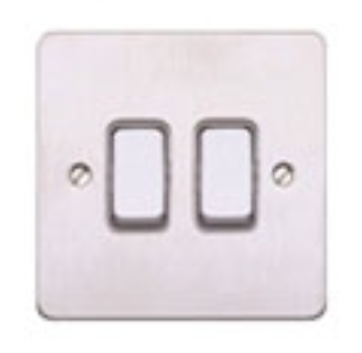 MK Electric K14372POCW Switch 2 Gang 2 Way SP 20A Polished Chrome White Inserts