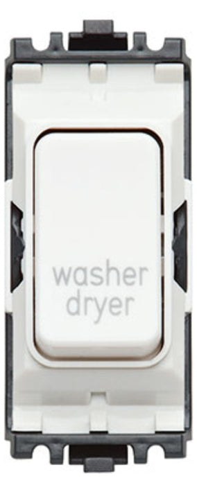 MK Electric K4896WDRWHI Grid Switch 1 Way DP Washer Drier 20A White