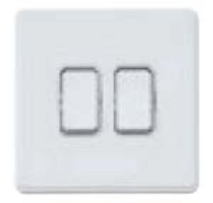 MK Electric MHFP002SSTB Front Plate 2 Module For 2 Gang 20A Switch 86X86mm Satin Steel Black Trim