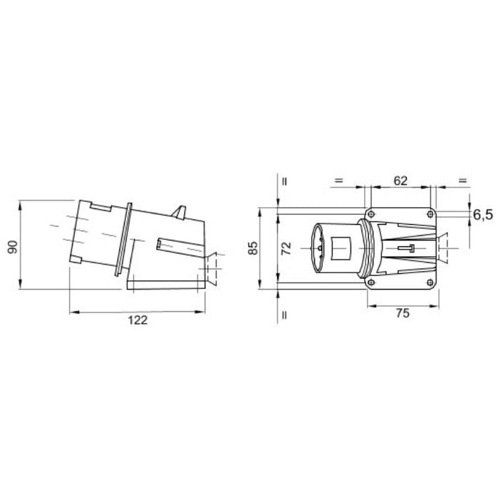 Gewiss GW60409 IP44 90APPL.INLET 3P+N+E 16A 400V 6H