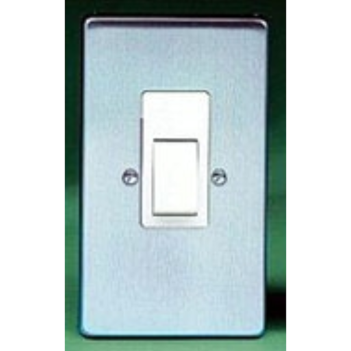 Crabtree 4512/SC 50A 2 Gang Double Pole Control Switch Satin Chrome Finish