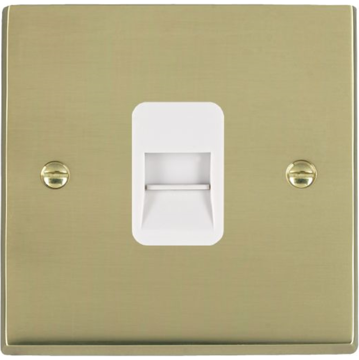 Hamilton 92TCMW Socket 1 Gang Telephone Master 88 x 88mm Polished Brass White Insert