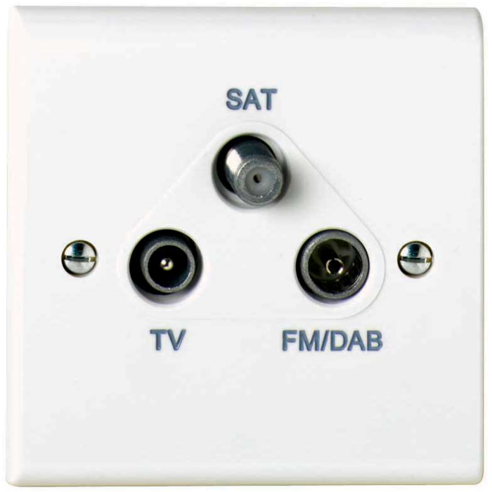 Deta S1340 Socket Triplexer TV & FM/DAB/Satellite White Moulded