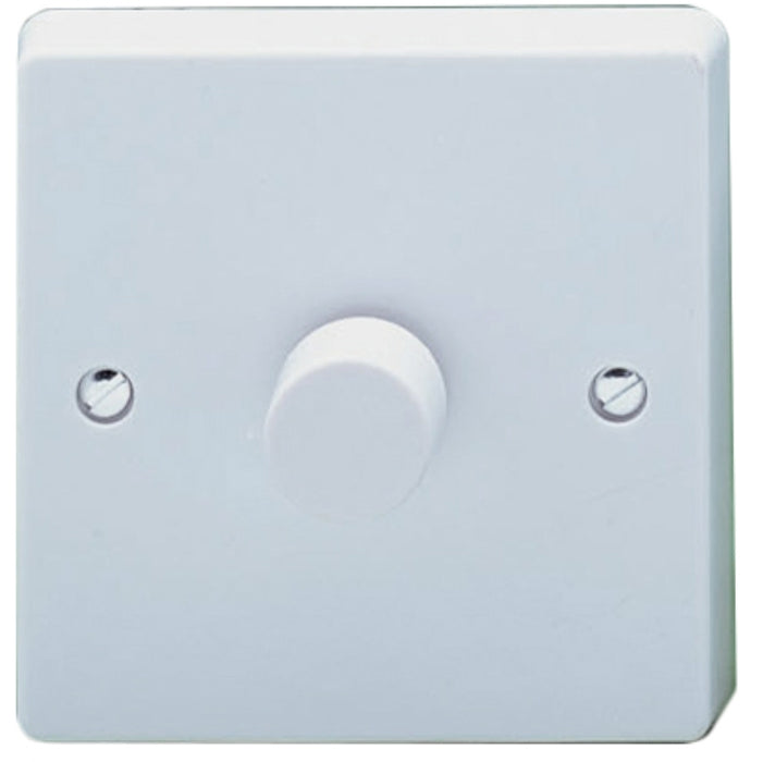 Crabtree 4190/PU Dimmer Switch 1 Gang 400W 2 Way Rotary Push On/Off White