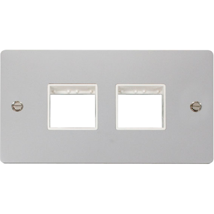 Click Scolmore FPCH404WH Front Plate 2 Gang 4 Aperture 2X2 Polished Chrome White Insert