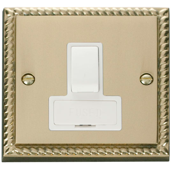 Click Scolmore GCBR651WH Connection Unit Switched FSD 13A Cast Brass White Insert Georgian