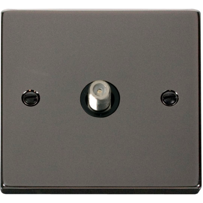 Click Scolmore VPBN156BK Victorian Black Nickel Black Insert Non-Isolated Single Satellite Outlet