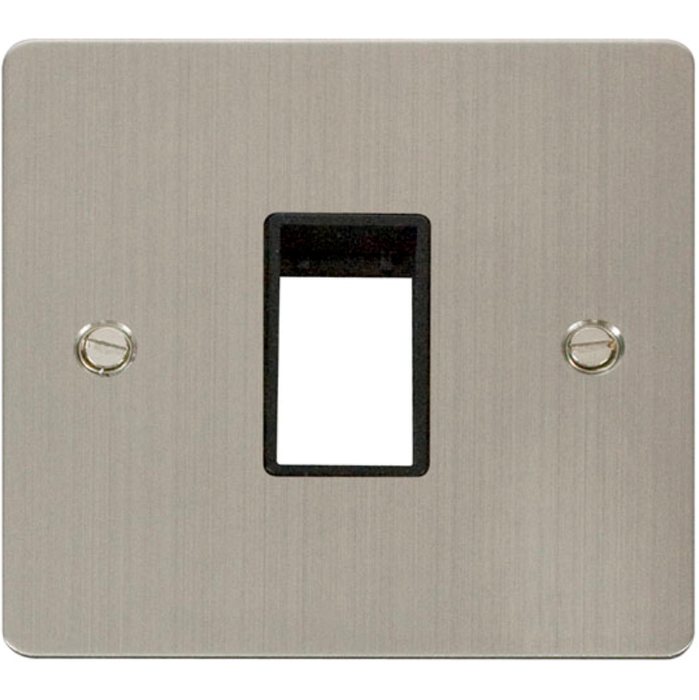 Click Scolmore Front Plate 1 Gang 1 Aperture Stainless Steel Black Insert