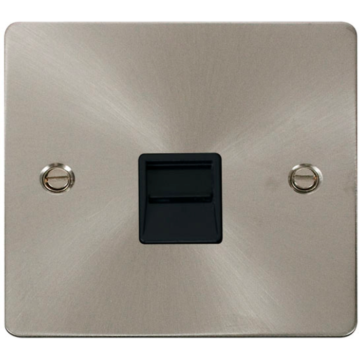 Click Scolmore FPBS120BK Socket Telephone Master Single Brushed Stainless and Black Insert