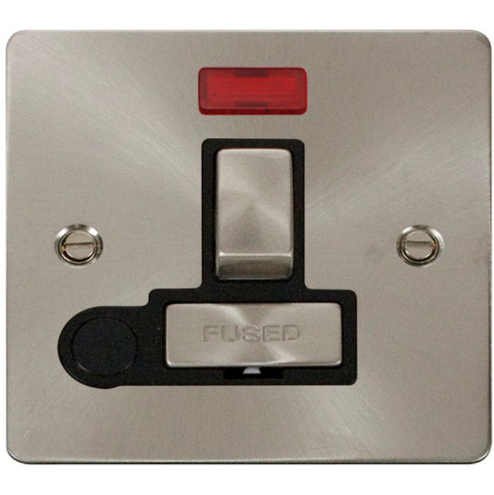Click Scolmore FPBS552BK Connection Unit Switched Flex Outlet&Neon 13A Brushed Stainless Black Insert