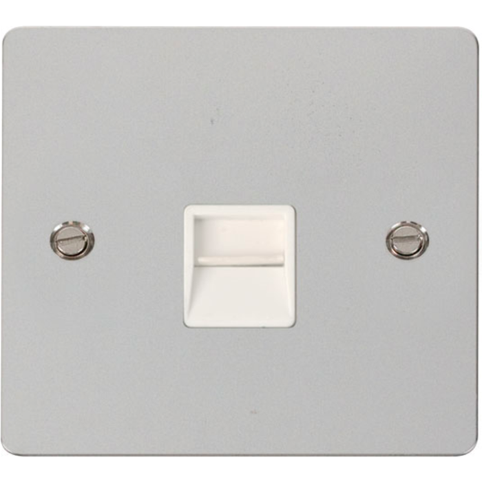 Click Scolmore FPCH125WH Telephone Socket Secondary Single  Polished Chrome White Insert