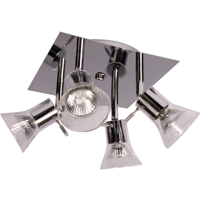 KSR Lighting KSR7216CH Spotlight 4 Spot Plate GU10 50W Chrome Clear Glass IP20