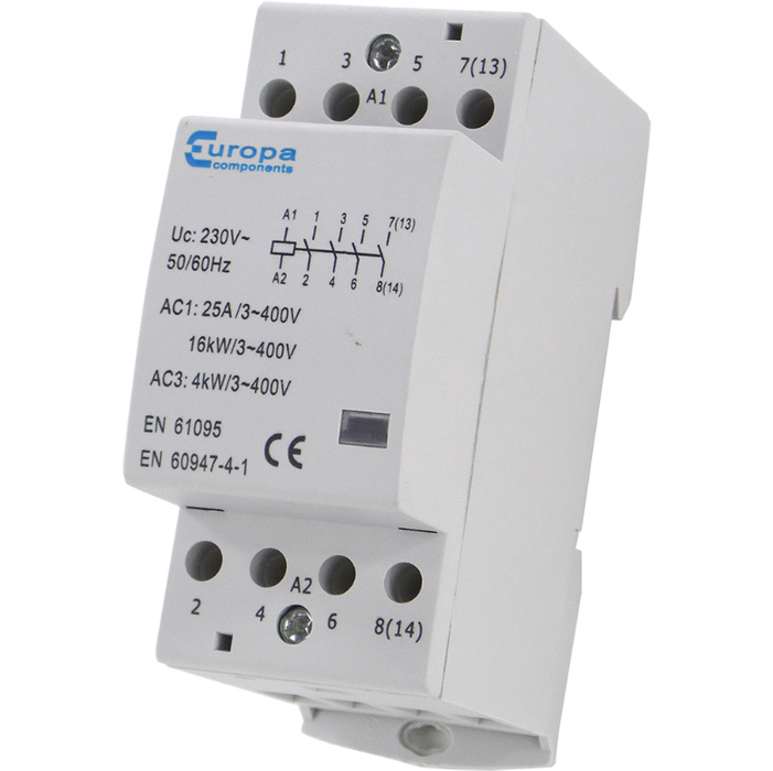 Europa EUC2-25-4NCB Contactor Modular 4 Pole 4N/C 25A 24V