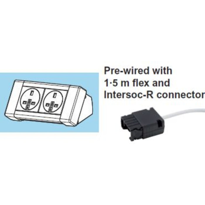 Legrand PD1320AA Desk Unit On-Desk Module 2 Gang 3.15A 1.5M White Isoc&No Data Cable