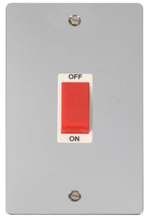 Click Scolmore FPCH202WH Cooker Control Switch 2 Gang 45A Polished Chr ...