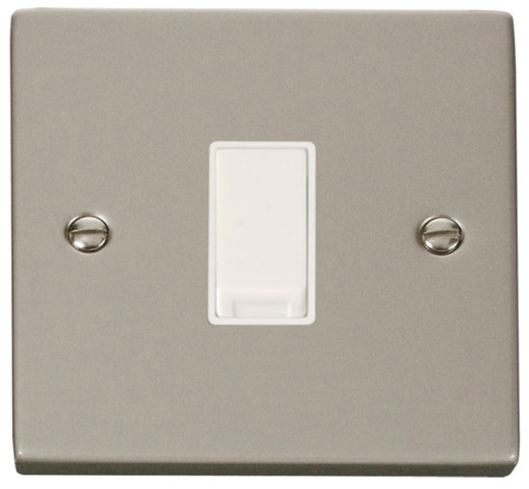 Click Scolmore VPPN011WH Plate Switch 1 Gang 2 Way 10A Pearl Nickel White Insert Victorian