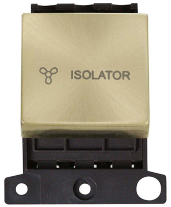 Click Scolmore MD020SB Satin Brass 10A 3 Pole Fan Isolation Switch Module